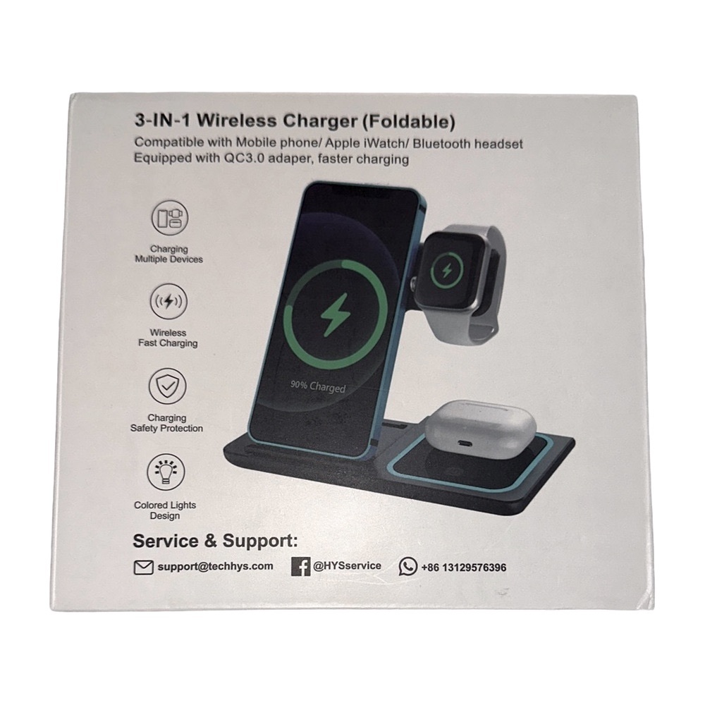 3-in-1 Wireless Charger w/Mobile Phone, Apple iWatch, Bluetooth Headset (NWT)